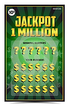 instant lottery jacpot million ticket scratch off vector illustration
