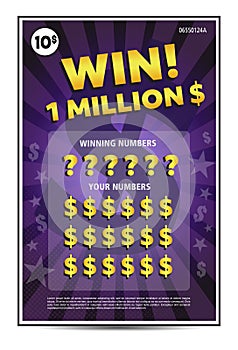 Instant lottery ticket scratch off vector