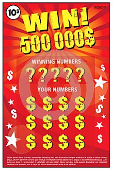 Instant lottery ticket scratch off vector illustration photo