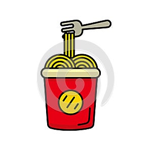 Instant noodle on plastic cup vector illustration with cute design