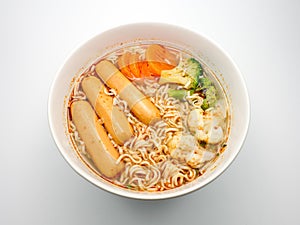 Instant noodle on white background.