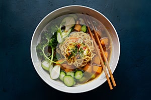 Instant noodles with fresh vegetables for a quick meal