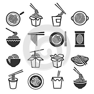 Instant noodles icon set photo