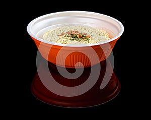 Instant noodles in the plate