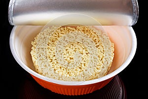 Instant noodles in the plate photo