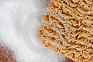 Instant noodles on seasonings monosodium glutamate, Noodle thai junk food or fast food diet unhealthy eat msg concept
