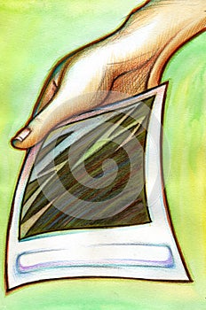 Instant photo in hand