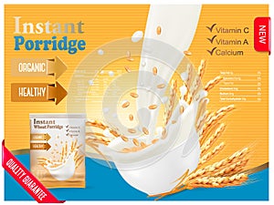 Instant porridge advert concept. photo