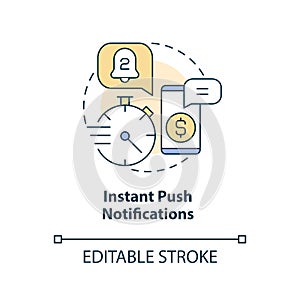 Instant push notifications concept icon
