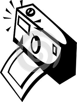 Instantaneous photo camera with flash vector