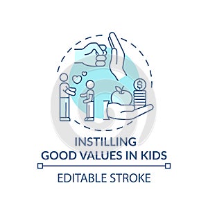 Instilling good values in kids turquoise concept icon