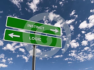 instinct - logic traffic sign on blue sky