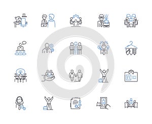 Institution line icons collection. Accreditation, Education, Administration, Affiliation, Campus, Curriculum, Community