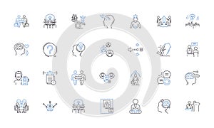Institution line icons collection. Education, Learning, College, University, School, Training, Academy vector and linear