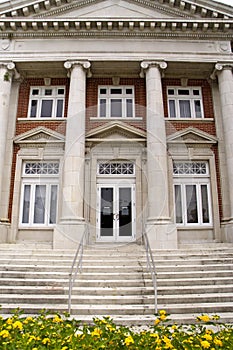 Institutional Building with Flowers photo