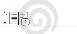 Instruction manual line icon. Help book sign. Minimal line pattern banner. Vector