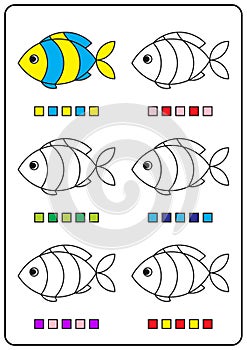 Instructional coloring pages, educational games for children, preschool activities, printable worksheets. photo