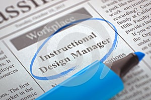 Instructional Design Manager Hiring Now. 3D Illustration.