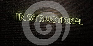 INSTRUCTIONAL -Realistic Neon Sign on Brick Wall background - 3D rendered royalty free stock image