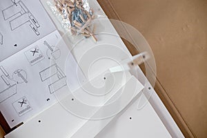 Instructions for assembling furniture with all existing individual parts. Assembly of furniture