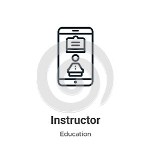 Instructor outline vector icon. Thin line black instructor icon, flat vector simple element illustration from editable online