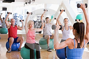 Instructor Taking Exercise Class At Gym
