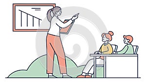 Instructor Teaching Students in Classroom Setting, vector design Generative AI