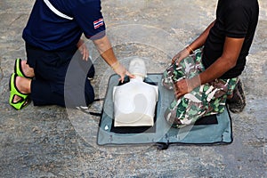 Instructor are training the Rescue and life guard for CPR