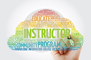 INSTRUCTOR word cloud collage, education concept background
