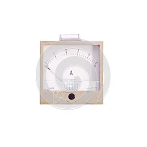 Instrument ammeter old isolate on white background