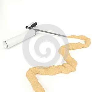 Instrument for construction foam on white background. .Gun for construction foam, sealant, glue.