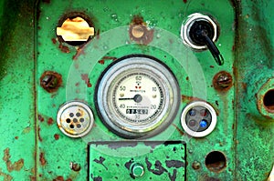 Instrument panel on abandoned tractor