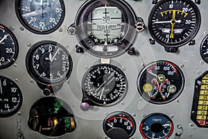 Instrument panel in the cockpit