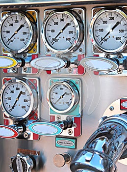 Instrument panel on fire engine