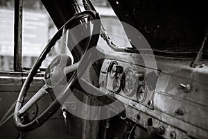 The instrument panel of an old machine