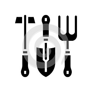 instrument set for gardening glyph icon vector illustration