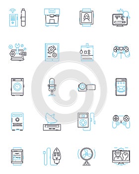 Instrument solutions linear icons set. Calibration, Metrology, Accuracy, Sensitivity, Precision, Traceability