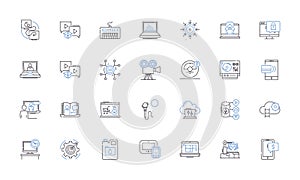 Instrument system line icons collection. Sensor, Transducer, Actuator, Signal, Calibration, Accuracy, Precision vector