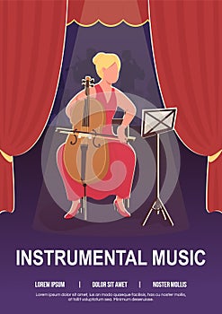 Instrumental music poster flat vector template