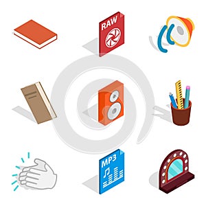 Instrumentalist icons set, isometric style photo