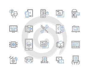 Instrumentation line icons collection. Sensors, Calibrators, Transducers, Signal, Amplifiers, Gauges, Meters vector and