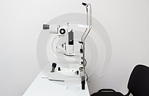 Instruments for diagnosing vision in an optometrist`s office.