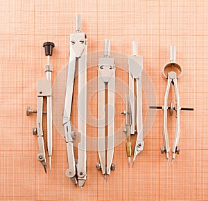 Instruments for drawing on a graph paper.