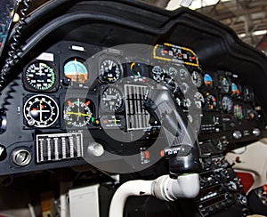 Instruments in a helicopter cockpit