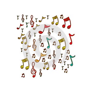 instruments music notes background icon