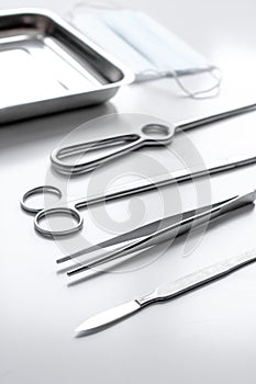 Instruments for plastic surgery on white background