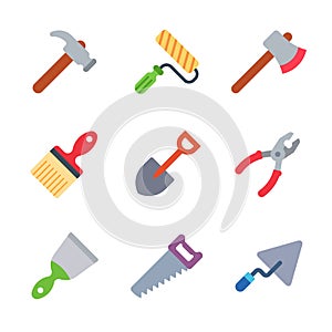 Instruments and tools colored trendy icon pack 2. Vector