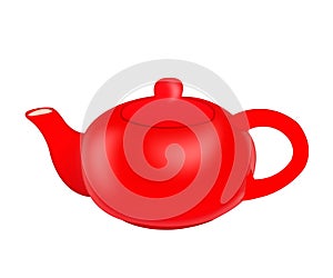 Insulated red teapot on a white background.