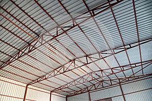 Insulated roof of factory warehouse built with metal construction