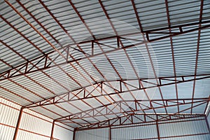 Insulated roof of factory warehouse built with metal construction